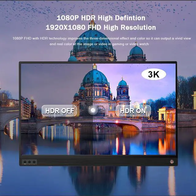 Alt view image 5 of 6 - ZEUSLAP P15AT 15.6 Inch Touchscreen Portable Monitor, 1920x1080 Full HD IPS Touch Portable Screen with HDMI-compatible+USB-C Ports for Laptop, MacBook Pro, PC, Switch, Xbox, PS4, Smartphone