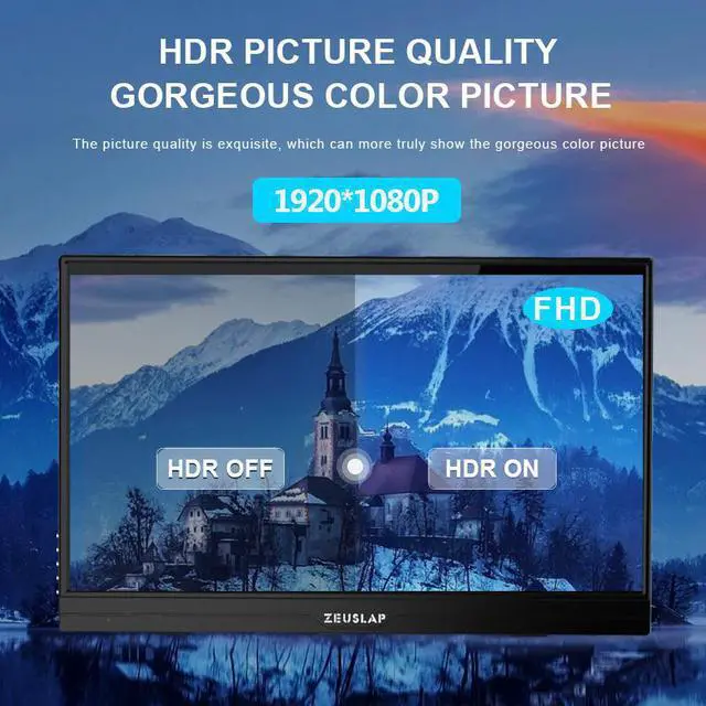 Alt view image 2 of 6 - ZEUSLAP AT156 15.6 Inch Portable Touchscreen Gaming Monitor,  60HZ 1080P IPS Screen with USB-C + HDMI-Compatible Port for Laptop, Mini PC, Computer, Switch, PS4 ect.