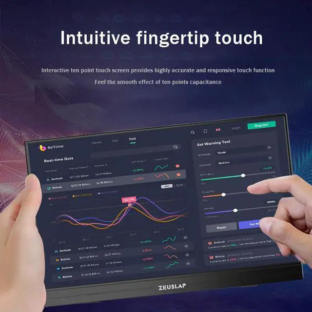 Alt view image 4 of 6 - ZEUSLAP AT156 15.6 Inch Portable Touchscreen Gaming Monitor,  60HZ 1080P IPS Screen with USB-C + HDMI-Compatible Port for Laptop, Mini PC, Computer, Switch, PS4 ect.