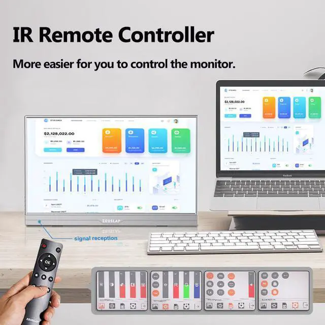 Alt view image 6 of 6 - ZEUSLAP AT156 15.6 Inch Portable Touchscreen Gaming Monitor,  60HZ 1080P IPS Screen with USB-C + HDMI-Compatible Port for Laptop, Mini PC, Computer, Switch, PS4 ect.