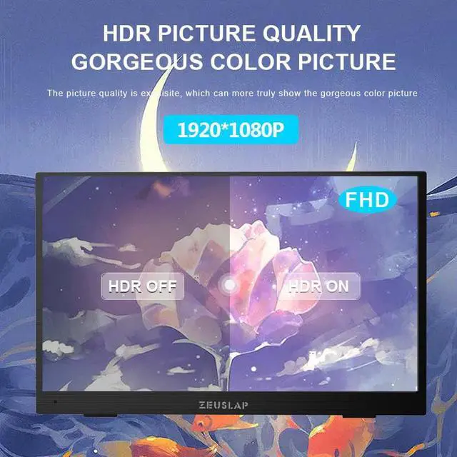 Alt view image 4 of 6 - ZEUSLAP Z15XP 15.6 Inch Portable Monitor with Remote Control, 1080P FHD IPS Screen Portable Gaming Monitor with USB-C + HDMI-compatible Ports for Phone, Laptop, Switch, PlayStation, ect.
