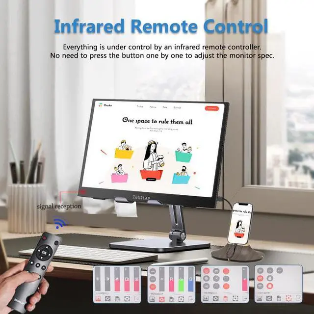 Alt view image 3 of 6 - ZEUSLAP Z15XK 15.6 Inch Portable Monitor, 4K HDR IPS Screen Portable Gaming Monitor with USB-C + HDMI-compatible Ports for Phone, Laptop, Switch, PlayStation, ect.