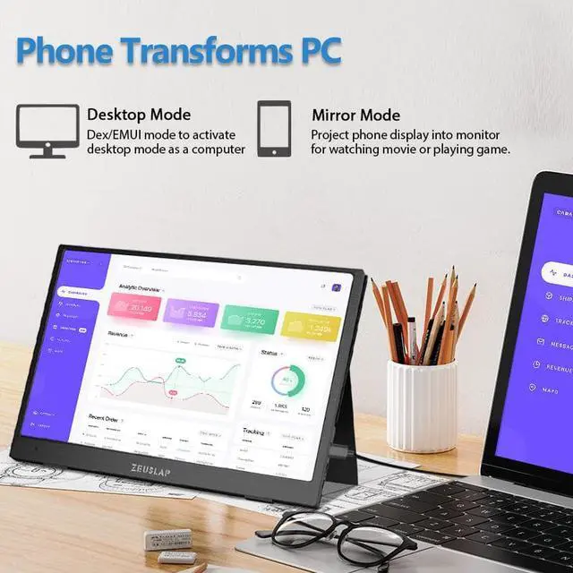 Alt view image 5 of 6 - ZEUSLAP Z15XK 15.6 Inch Portable Monitor, 4K HDR IPS Screen Portable Gaming Monitor with USB-C + HDMI-compatible Ports for Phone, Laptop, Switch, PlayStation, ect.