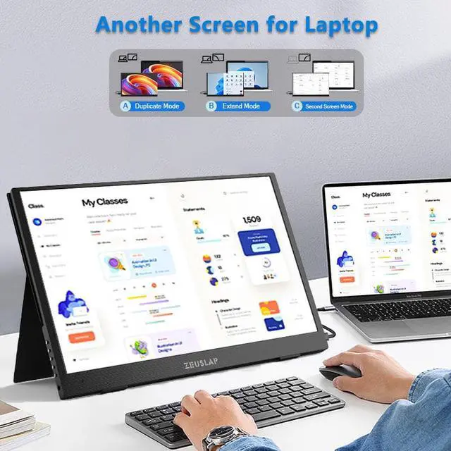 Alt view image 4 of 6 - ZEUSLAP Z15XK 15.6 Inch Portable Monitor, 4K HDR IPS Screen Portable Gaming Monitor with USB-C + HDMI-compatible Ports for Phone, Laptop, Switch, PlayStation, ect.