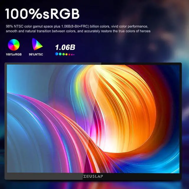 Alt view image 3 of 6 - ZEUSLAP P16KT 16 Inch Touchscreen Portable Monitor, 2.5K 144Hz 100%sRGB IPS Screen Computer Monitor with HDMI-compatible + Type-C + 3.5 mm Audio Ports for Laptop, Switch, Xbox, PS4/5, Smartphone etc