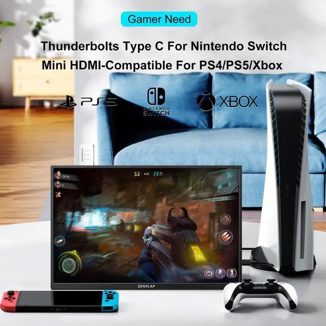 Alt view image 5 of 7 - ZEUSLAP P16UK 16 Inch Portable Monitor,3840*2400 4K UHD 16:10 100%sRGB 600Nit Brightness IPS Panel Gaming Monitor for Lapop, Phone PS4/5, Swtich etc.