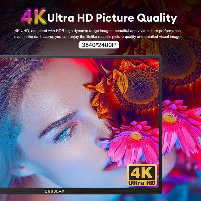 Alt view image 2 of 7 - ZEUSLAP P16UK 16 Inch Portable Monitor,3840*2400 4K UHD 16:10 100%sRGB 600Nit Brightness IPS Panel Gaming Monitor for Lapop, Phone PS4/5, Swtich etc.