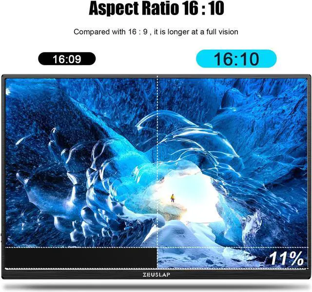 Alt view image 6 of 6 - ZEUSLAP P16K 16 Inch Portable Monitor, 2.5K 144Hz 100%sRGB IPS Screen Computer Gaming Monitor