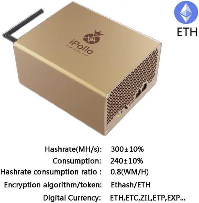 Alt view image 2 of 5 - iPollo V1 Mini 300Mh/S 240W ETH Miner, New ETH ETC Miner Ethereum Mining Machine