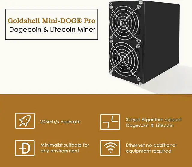 Alt view image 5 of 7 - New Goldshell Mini Doge Pro 205MH/S 220W LTC & Doge Mining Machine with Power Supply, Ready to Ship Now