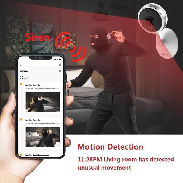 Alt view image 4 of 5 - Apone 5MP Smart Dual Mode Security Camera IP WiFi Home Indoor Camera for Babies/Pets Motion Detection 2 Way Audio Night Vision Cloud and Local Storage