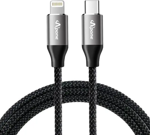 Main image of iPhone Charger Cord Apone 5ft,iPhone Fast Charging Cable Lightning to Type C Charger Cable for iPhone 13PRO/13/12/12 PRO Max/12Mini/11/11PRO/XS/Max/XR/iPad Charging Black