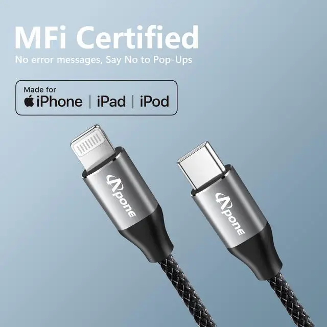 Alt view image 5 of 6 - iPhone Charger Cord Apone 5ft,iPhone Fast Charging Cable Lightning to Type C Charger Cable for iPhone 13PRO/13/12/12 PRO Max/12Mini/11/11PRO/XS/Max/XR/iPad Charging Black