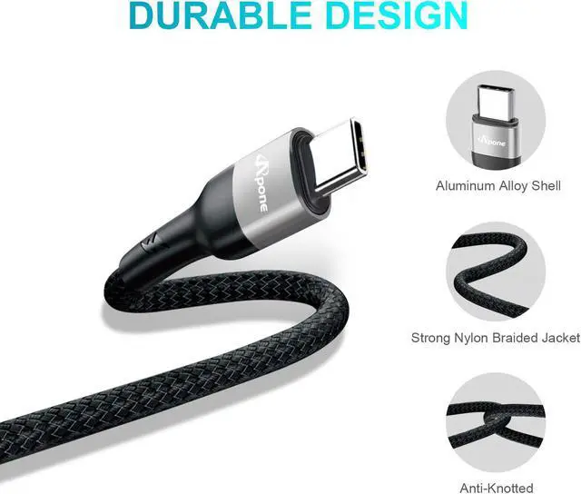 Alt view image 2 of 5 - USB C to USB C Cable Apone 3.3 ft+6.6ft 60W 3A Type C Nylon Braid Charge Cord Power Delivery Fast Charging Cable, for MacBook Pro 2021 2020 2019, IPad Pro 2020 2018, Galaxy S21 S20