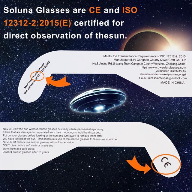 Alt view image 5 of 6 - 500 Pack Premium Solar Eclipse Glasses ISO Certified Eclipse Glasses 2024 for Direct Sun Viewing Made by NASA Approved Factory