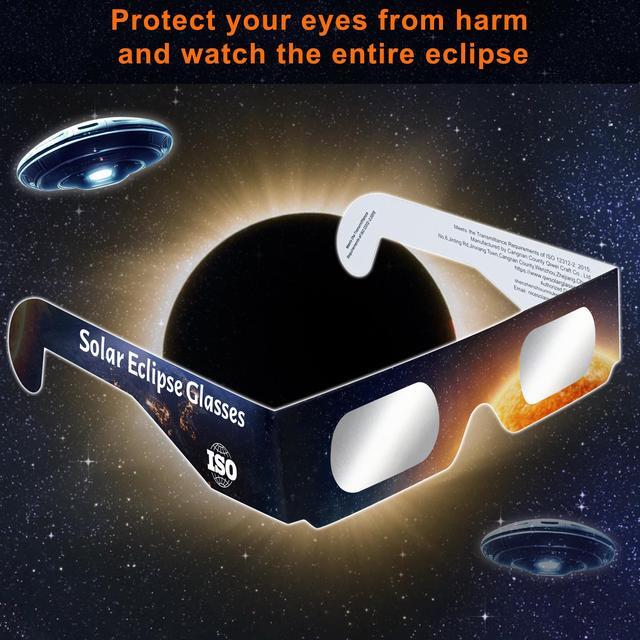 Alt view image 2 of 6 - 500 Pack Premium Solar Eclipse Glasses ISO Certified Eclipse Glasses 2024 for Direct Sun Viewing Made by NASA Approved Factory