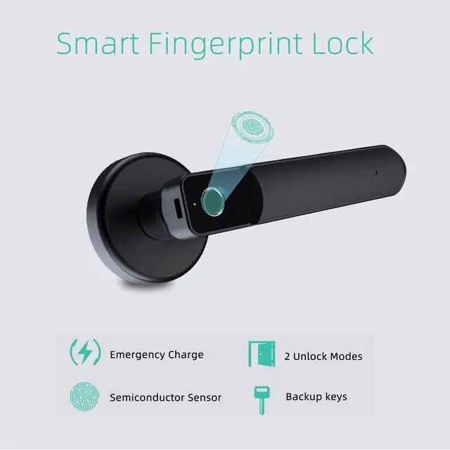 Alt view image 2 of 7 - Fingerprint Door Lock, SMONET Electronic Biometric Smart Deadbolt Keyless Entry Digital Door Lock for Bedroom,Key Handle Door Lever, Auto Lock,Security for Front Door, Home,Office,Apartment
