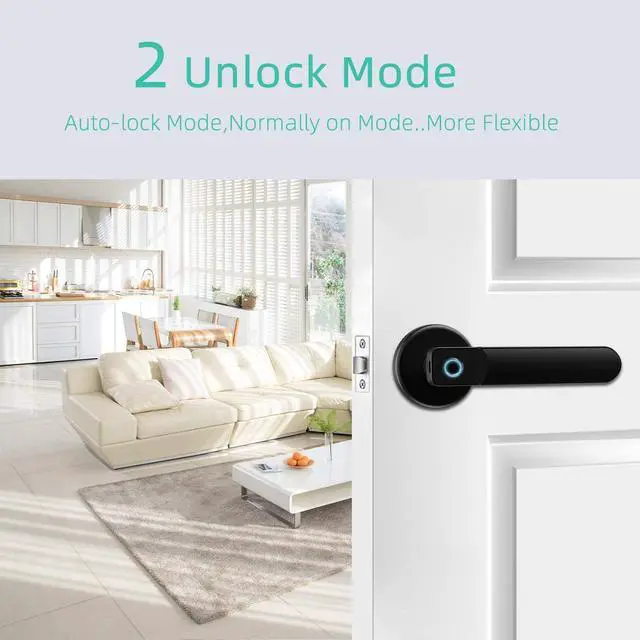 Alt view image 5 of 7 - Fingerprint Door Lock, SMONET Electronic Biometric Smart Deadbolt Keyless Entry Digital Door Lock for Bedroom,Key Handle Door Lever, Auto Lock,Security for Front Door, Home,Office,Apartment