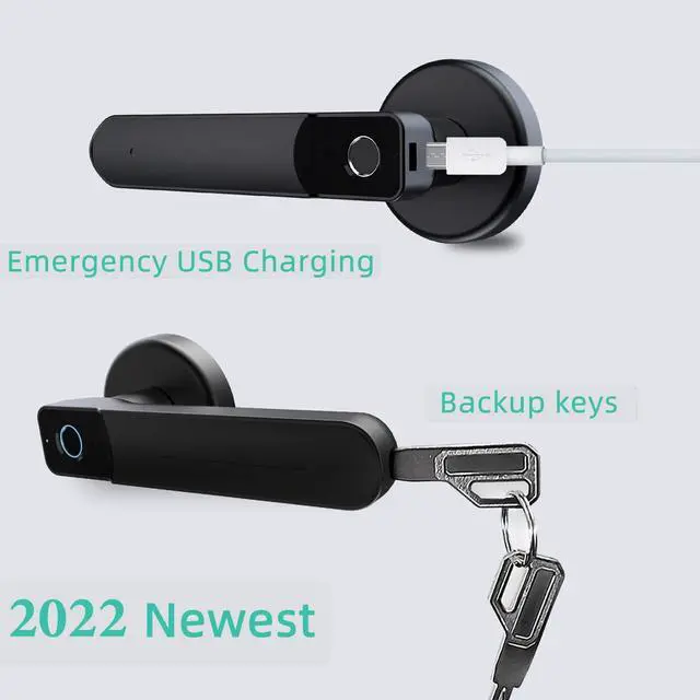 Alt view image 6 of 7 - Fingerprint Door Lock, SMONET Electronic Biometric Smart Deadbolt Keyless Entry Digital Door Lock for Bedroom,Key Handle Door Lever, Auto Lock,Security for Front Door, Home,Office,Apartment