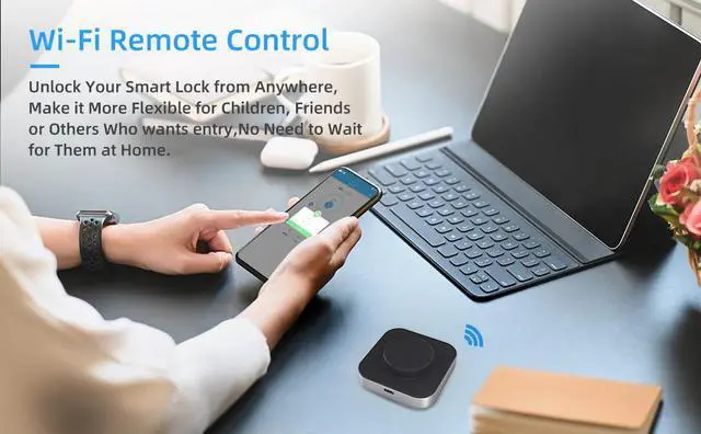 Alt view image 5 of 7 - SMONET Smart Door Lock WiFi Gateway, Bluetooth Keyless Entry Electronic Door Lock Wi-Fi Bridge, TTLock Smart Deadbolt WiFi Hub Work with Alexa