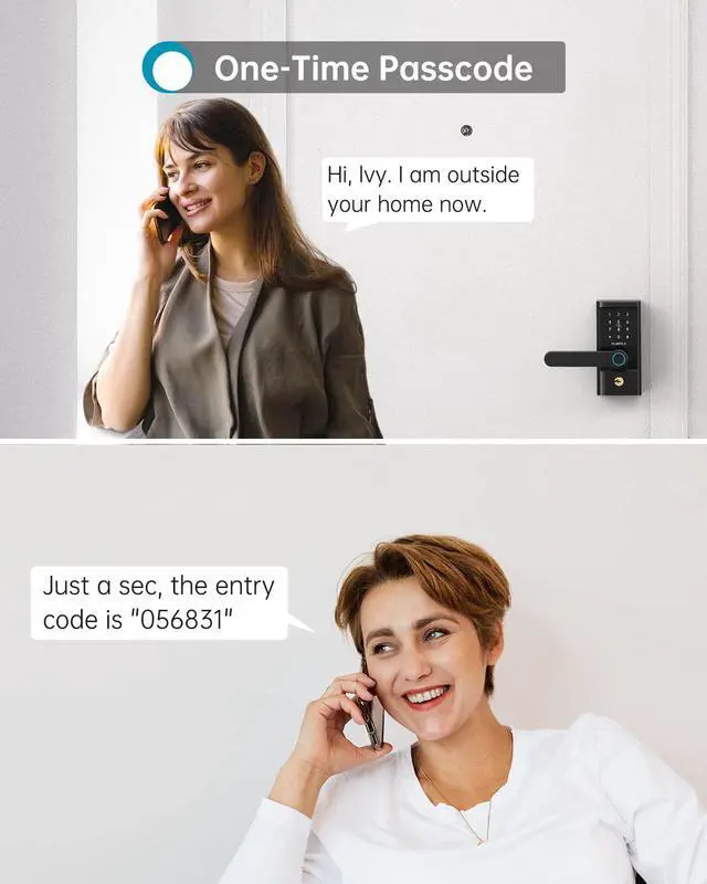 Alt view image 6 of 7 - Keyless Entry Door Lock, HEANTLE Smart Lock Fingerprint Deadbolt Alternative Electronic Bluetooth Code Lever for Front Door Touchscreen Digital Keypads Handle Locks Works with Alexa Google Home Black