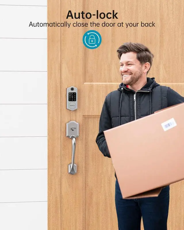 Alt view image 3 of 7 - Smart Lock, HEANTLE Fingerprint Digital Door Locks Keyless Entry for Front Door with Touchscreen Keypads and IC Fob Biometric Bluetooth Deadbolt App Control Works with Alexa, Google Assistant Silver