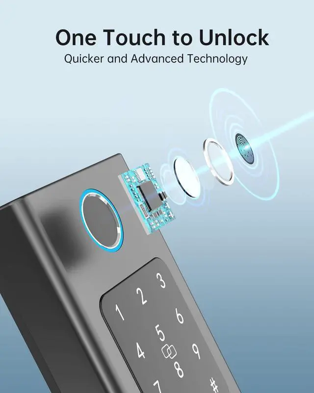 Alt view image 4 of 7 - Smart Locks for Front Door,HEANTLE Fingerprint Keyless Entry Deadbolt Locks with Touchscreen Keypad,Electronic Bluetooth Digital Door Lock for Home Access with Free APP,Fob Key, Codes, Auto Lock Black