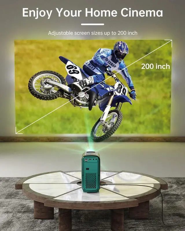 Alt view image 6 of 7 - Mini Projector, HISION Bluetooth Projector 1080P Projector 4K Movie Projector Portable Home TV Projector 8500L Outdoor Video LED Projector Compatible with TV Stick Laptop Phone Tablet HDMI USB DVD H7