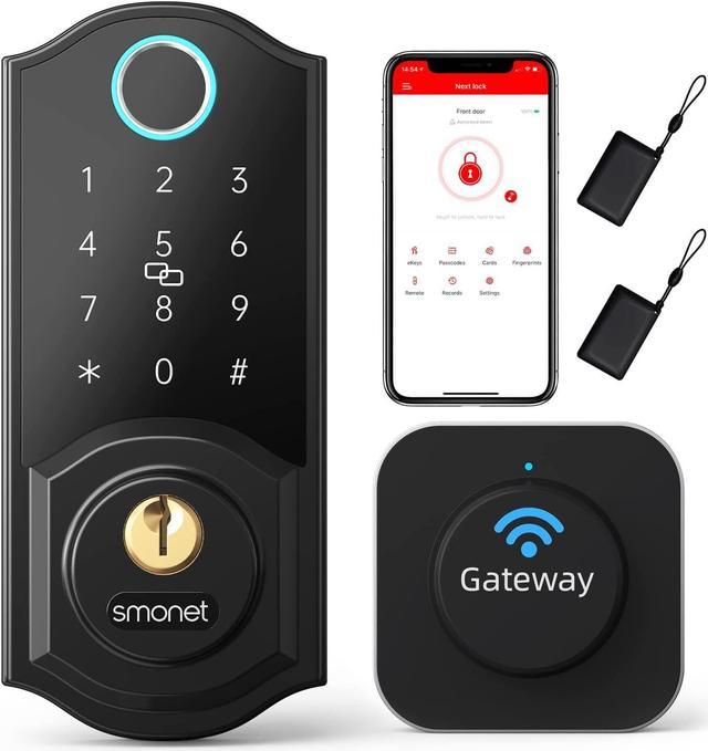 Smart Lock, SMONET Fingerprint Smart Door Lock, 5-in-1 Keyless