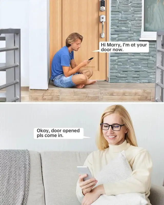 Alt view image 7 of 7 - WiFi Door Lock, SMONET Keyless Entry Door Lock, Fingerprint Smart Door Lock with Keypad, Electronic Deadbolt Door Lock for Wooden Doors, Compatible with Alexa and Google Home, Auto Lock, Ekey, FOB