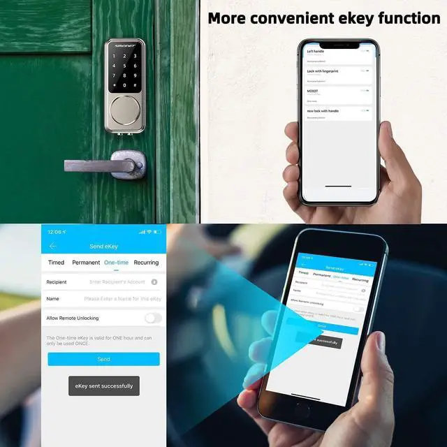 Alt view image 5 of 7 - Smart Lock SMONET Keyless Entry Door Lock - Remote Lock/Unlock, Voice Control, Touchscreen Keypad Deadbolt, Bluetooth Connectivity, Code Access, Easy Installation for Home and Office Security