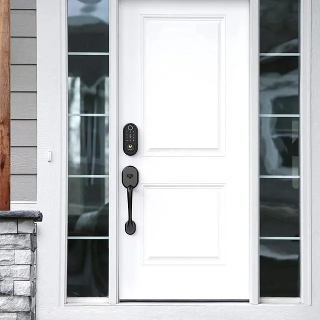 Alt view image 7 of 7 - Smart Locks for Front Door, SMONET Front Door Lock Set Keyless Entry with Handle, Bluetooth Electronic Fingerprint Deadbolt Digital Keypad Door Lock Auto Lock Work with Alexa, Easy to Install