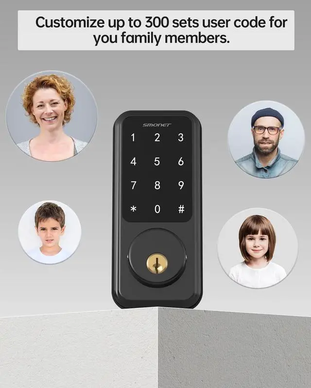 Alt view image 3 of 7 - Smart Front Door Lock Set, SMONET Keyless Entry Door Lock Deadbolt with Handle Electronic Keypad Deadbolt with Handle Digital Door Lock Smart Door Lock with Bluetooth Smart Deadbolt Lock