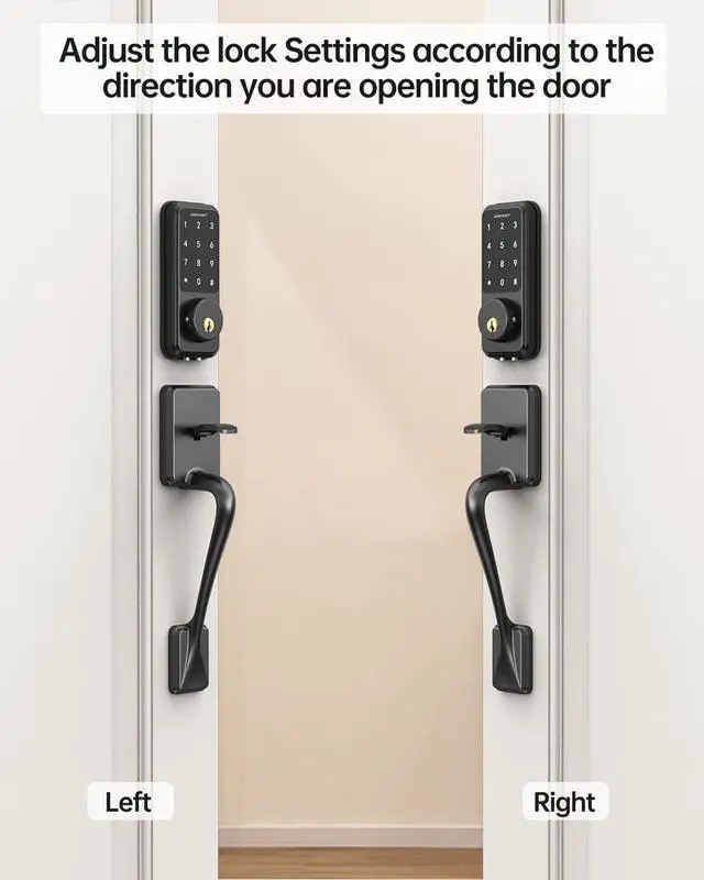 Alt view image 6 of 7 - Smart Front Door Lock Set, SMONET Keyless Entry Door Lock Deadbolt with Handle Electronic Keypad Deadbolt with Handle Digital Door Lock Smart Door Lock with Bluetooth Smart Deadbolt Lock