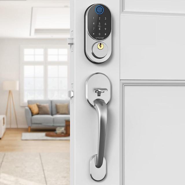 Smart Lock, SMONET Fingerprint Door Lock Smart Deadbolt Keyless Entry -  Electronic Digital Keypad with Biometric Fingerprint, Smartphone App Auto  Lock