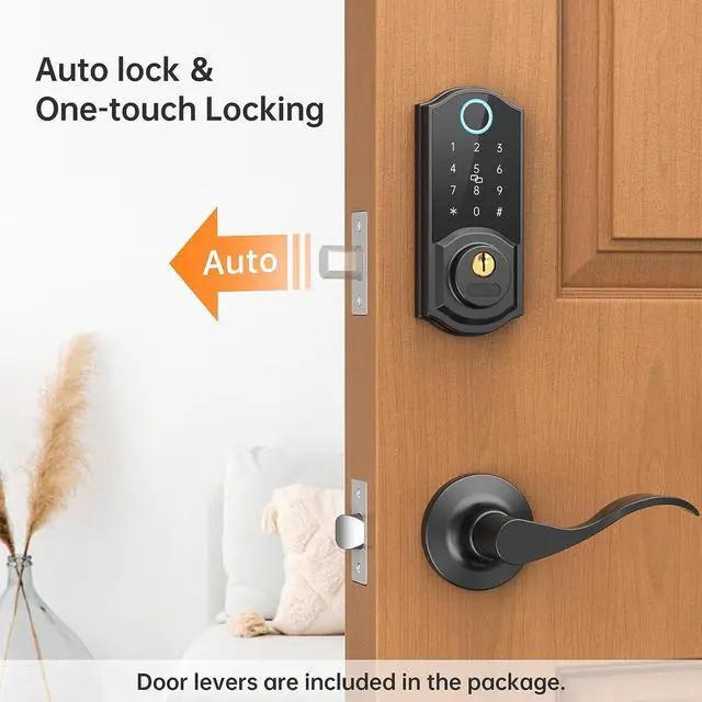 Alt view image 5 of 7 - Smart Lock, Keyless Entry Door Lock for Front Door, Smart Deadbolt Digital Keypad Electronic Bluetooth with Biometric Fingerprint Keys Fobs Auto Lock, Smartphone APP Control for Home