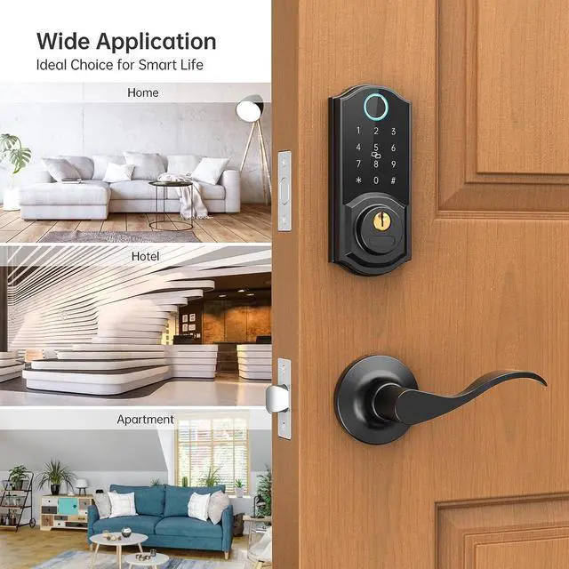 Alt view image 7 of 7 - Smart Lock, Keyless Entry Door Lock for Front Door, Smart Deadbolt Digital Keypad Electronic Bluetooth with Biometric Fingerprint Keys Fobs Auto Lock, Smartphone APP Control for Home