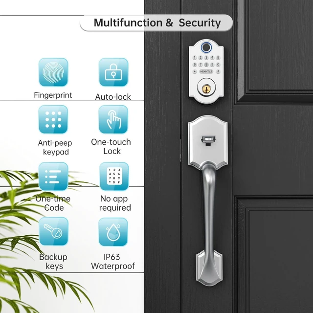 Front Door Handle with Keypad Lock-HEANTLE Keyless Entry Door Locks ...