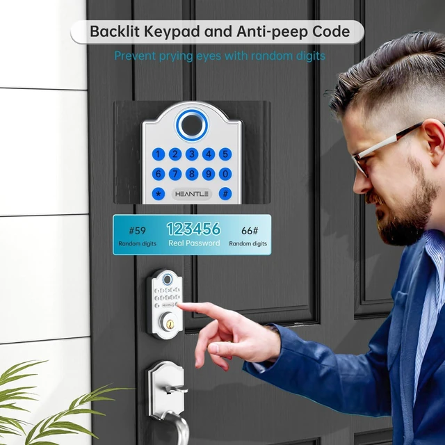 Front Door Handle with Keypad Lock-HEANTLE Keyless Entry Door Locks ...
