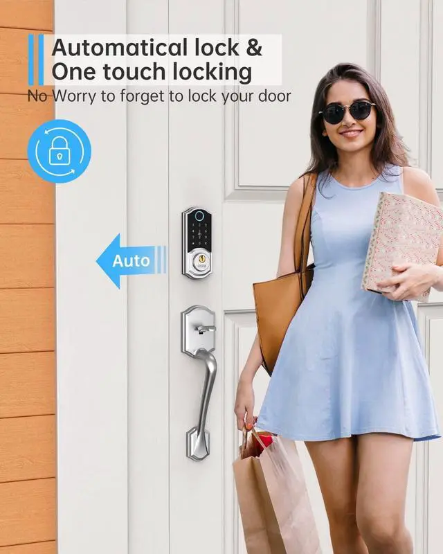 Alt view image 4 of 7 - Smart Lock, SMONET Keyless Entry Door Lock, Fingerprint Door Lock Smart Deadbolt Door Lock with Keypad-Bluetooth Keyless Entry Keypad, Smart Deadbolt Biometrics, Auto Lock, IC Card, Passcode for House