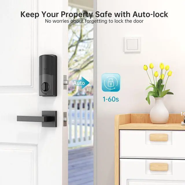 Alt view image 5 of 7 - Front Door Lock Set, HEANTLE Keyless Entry Door Locks with Keypads, Smart Locks for Front Door with Handle, Electronic Fingerprint Digital Deadbolt, Auto Lock, Customized Passcode for Home, Apartment