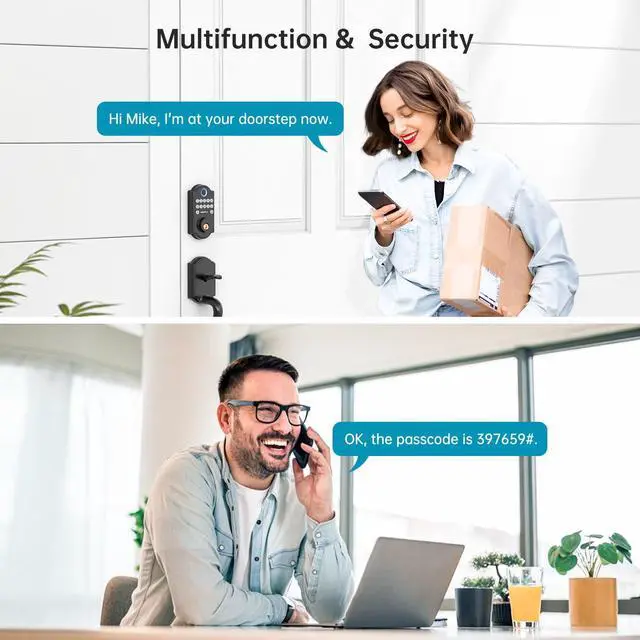 Alt view image 4 of 7 - Front Door Lock Set, HEANTLE Keyless Entry Door Locks with Keypads, Smart Locks for Front Door with Handle, Electronic Fingerprint Digital Deadbolt, Auto Lock, Customized Passcode for Home, Apartment