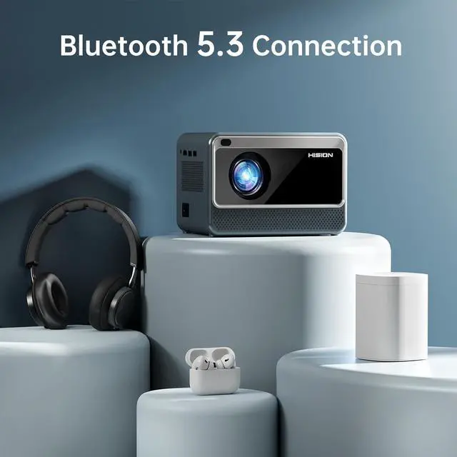 Alt view image 5 of 7 - Projector WiFi Bluetooth Mini Portable: HISION 1080P Full HD 4K Support Outdoor Home Theater Movie Video LED Wireless Indoor Electric Focus 13000 Lumen Compatible with Phone TV Stick PC USB HDMI