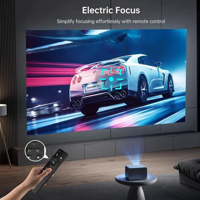 Alt view image 2 of 7 - Projector WiFi Bluetooth Mini Portable: HISION 1080P Full HD 4K Support Outdoor Home Theater Movie Video LED Wireless Indoor Electric Focus 13000 Lumen Compatible with Phone TV Stick PC USB HDMI