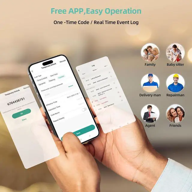 Alt view image 4 of 7 - WiFi Front Door Lock Set - SMONET Fingerprint Keyless Entry Smart Locks Handle Set, Digital Remote Control Keypad Bluetooth Alexa Deadbolt Lockset with Auto Lock, Code, Fob, App for Rental,Black