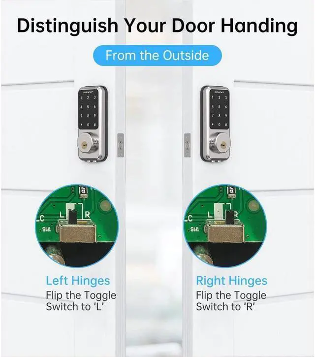 Alt view image 4 of 7 - Smart Front Door Lock Set, Smonet Keyless Entry Door Lock with Handle, Smart Deadbolt Keypad Lock, Alexa Front Door Handle Set, Bluetooth Digital Lock with APP/IC Cards/Auto Lock/One-Touch Lock/Keys