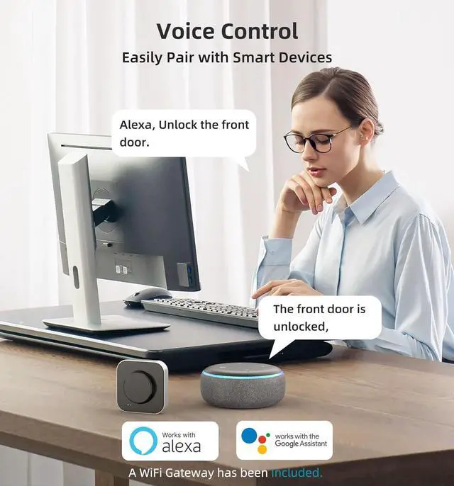 Alt view image 5 of 7 - WiFi Front Door Lock with Handle HEANTLE Keyless Smart Lock Set Entry Door Locks Keypad Fingerprint Deadbolt Handleset Alexa Compatible Auto Lock App Remote Control