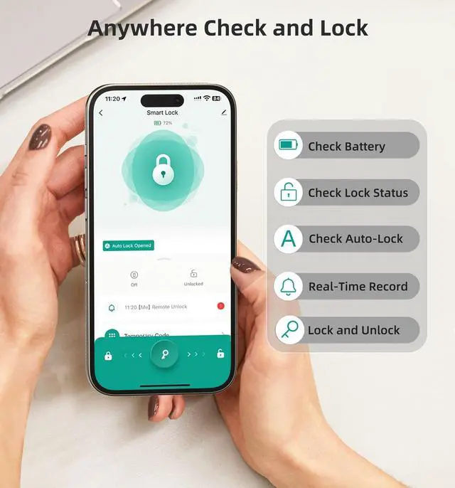 Alt view image 2 of 7 - WiFi Keyless Entry Door Lock - HEANTLE Smart Lock Handle Set with Keypad Front Door Smart Locks Electronic Deadbolt Digital Fingerprint Lock Bluetooth Alexa Auto Lock App WiFi Remote Control SILVER