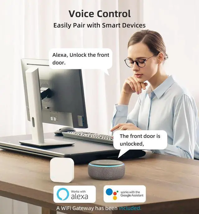 Alt view image 6 of 7 - WiFi Deadbolt Smart Lock Fingerprint - HEANTLE Keyless Entry Keypad Door Locks Electronic Digital Front Door Locks Bluetooth Auto Lock Deadbolt Alexa APP Remote Control SILVER