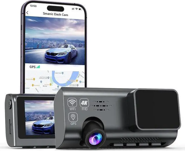 Main image of Smanic 4k Dash Cam Front, Dash Camera for Cars Built with WiFi GPS 3.16 IPS Screen, Car Dashboard Recorder 170° Wide Angle, WDR,24H Parking Mode, Night Vision, Loop Recording